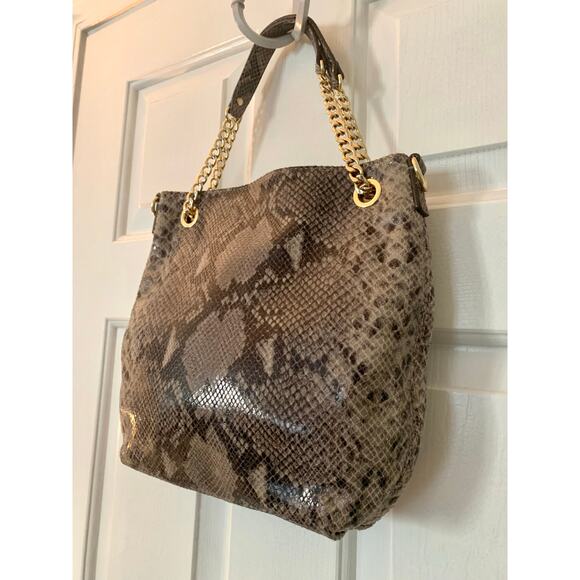 Michael Kors Jet Set Python Chain Convertible Satchel - Picture 3 of 8